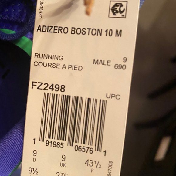 Adidas Mens Blue Adizero Boston 10 FZ2498 Low Top Lace Up Athletic Running Shoes main image 4